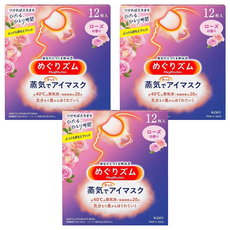 Kao 花王 MegRhythm 美舒律 新柔舒蒸氣眼罩 玫瑰花香 Set, 40°C 蒸氣SPA 約20分鐘, 12片, 3盒