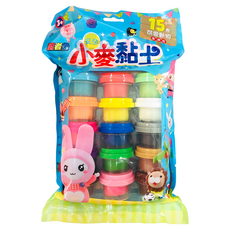 幼福文化 忍者兔 安全小麥黏土, 15色 黏土組 柔軟好塑形, 15色可愛動物澎湃包, 580g, 1組