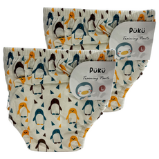 PUKU 藍色企鵝 棉柔學習褲，彈性腰圍，棉100%，五款花色, L, 企鵝, 2個