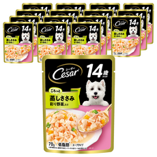 Cesar 西莎 成犬 蒸鮮包, 特細切雞肉與蔬菜, 幫助熟齡狗狗消化吸收, 特細切雞肉 + 蔬菜, 70g, 16包