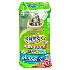 unicharm pet Deo-toilet 清新消臭抗菌尿墊 雙層貓砂盆專用 淡雅清香 20片, 290 x 430mm, 1包