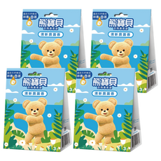 熊寶貝 衣物香氛袋 Set 3入, 全新可愛包裝，搭配獨特造型香氛袋，精油萃取，持久香氣，有效消除異味，保持空氣清新, 4盒, 清新晨露香