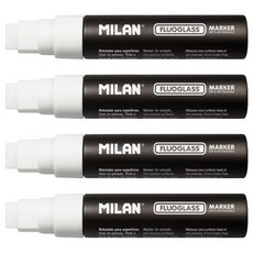 MILAN 方頭玻璃彩繪擦擦筆 粗筆桿 21.3g, 白色, 4支, 白色