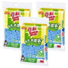 3M Scotch-Brite 百利 多用途天然木漿棉 黃 + 藍, 2片, 3包