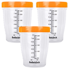 Bebelock Tritan材質 Premium 副食品刻度密封罐 Set 3個, 240毫升, 橘色, 240ml