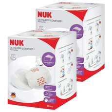 NUK 超乾爽拋棄式防溢乳墊, 60片/盒, 2盒組, 柔軟透氣材質, 單片獨立包裝, 2盒
