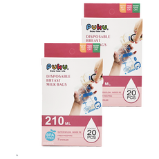 PUKU 藍色企鵝 母乳儲存袋, 210ml, 20入, 外尼龍內層食品級PE, 雙向開口設計, 2盒