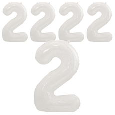 32吋數字氣球 - 數字“2”，吹後高度約64cm, 白色, 5個