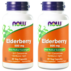 Now 健而婷 接骨木果植物膠囊 500mg, 60粒素食膠囊, 60顆, 2罐