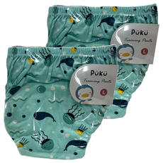 PUKU 藍色企鵝 棉柔學習尿布褲 L號, 鯨魚, L, 2件