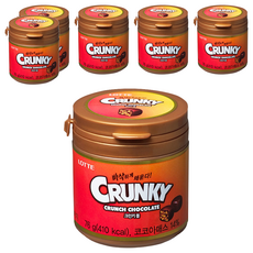 LOTTE 樂天 CRUNKY 脆心巧克力球，酥脆口感，含玉米脆片, 6罐, 76g
