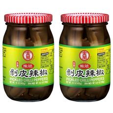 金蘭 剝皮辣椒, 特殊溫控脫皮技術, 清脆口感, 加水升級美味高湯, 450g, 2罐