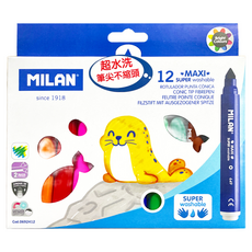 MILAN 兒童超水洗彩色筆, ML035MAXWA12, 1盒