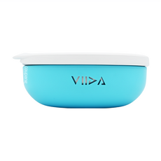 VIIDA Soufflé 抗菌不鏽鋼餐碗, 430ml, 食品級矽膠上蓋, 寶貝藍, 1個