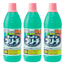 Mitsuei 美淨易 廚房家用漂白水, 除菌漂白除臭三效合一, 適用於毛巾、抹布、食器、垃圾桶、奶瓶、砧板、冰箱、櫥櫃等, 600ml, 3瓶