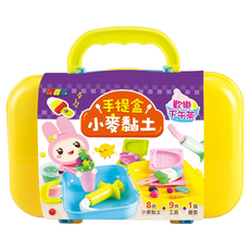 幼福 忍者兔 手提盒黏土組 歡樂下午茶, 8色小麥黏土, 附工具10件+餐墊1張, 1組