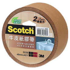 Scotch 牛皮紙膠帶 1.5吋 48mm x 40y 封箱膠帶 可書寫, 3039, 1捲