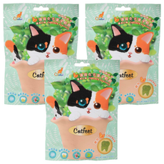 Catfeet 呼嚕最愛 薄荷化毛潔牙餡餅, 維持口腔健康, 添加維他命、礦物質、牛磺酸，營養滿分, 嫩雞口味, 嫩雞, 60g, 3包
