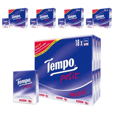 Tempo 4層迷你紙手帕18入, 柔韌耐用, 18包, 5袋
