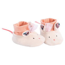 Moulin Roty 嬰兒鞋套-魔法老鼠, 80%棉 20%聚酯纖維, 0-6個月適用, 0~6M