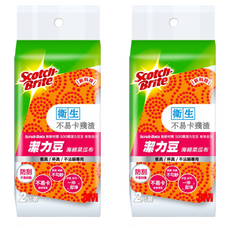 3M Scotch-Brite 百利 潔力豆海綿菜瓜布 餐具杯具不沾鍋專用, 2片, 2包