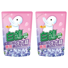 白鴿 天然濃縮香氛抗菌迷人小蒼蘭洗衣精 補充包，SGS認證99%抗菌率，天然纖維酵素，不含螢光劑, 2kg, 2包