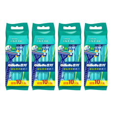 Gillette 吉列 服貼滑順輕便刮鬍刀4包10支裝，輕巧便攜，雙層刀片，舒適刮鬍體驗, 4包, 10支