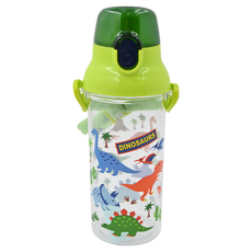 Skater 彈蓋式透明水壺, 綠色恐龍, 480ml, 1個