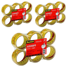 3M Scotch OPP超透明封箱膠帶 6卷裝，黏性持久，不易斷裂，48mm x 36.6M, 3036S-6PK, 3組