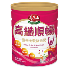 馬玉山 營養全穀堅果奶 高纖順暢配方, 豐富膳食纖維, 無糖無香料, 850g, 1罐