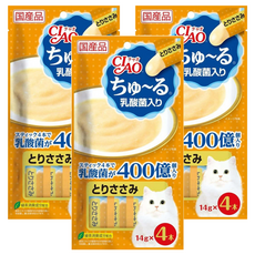 INABA CIAO 啾嚕肉泥 乳酸菌配方 雞肉口味 4條入, 56g, 3袋