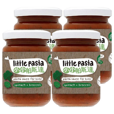 little pasta 小小帕斯達 花椰菜佐菠菜醬, 專為寶寶設計, 9個月以上適用, 不含麩質, 不添加鹽及糖, 優質蔬果食材, 9個月以上, 130g, 4罐