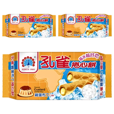 孔雀 乖乖 捲心餅 雞蛋布丁口味, 63g, 3包