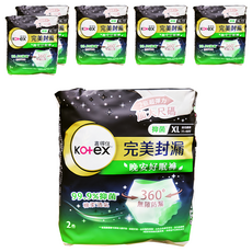 Kotex 靠得住 抑菌晚安好眠褲 褲型衛生棉, XL 腰圍35~48吋, 2件, 6包