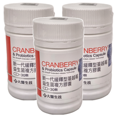 大醫生技 蔓越莓益生菌複方膠囊, 30顆, 3罐