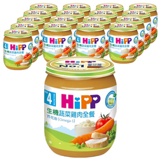 HiPP 喜寶 蔬菜雞肉全餐, 4個月以上寶寶適用，含蕎花油Omega-3, 4個月以上, 125g, 18罐