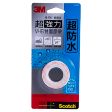 3M Scotch 超強力VHB雙面膠帶，超防水專用，12mm x 1.5m, V1207, 1個