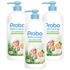 Probo 博寶兒 奶瓶蔬果洗潔精 650g, 玉米萃取, 植萃成分, 溫和中性, 美國歐洲台灣FDA認可, 3瓶
