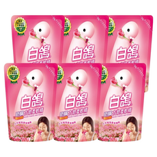 白鴿 防蟎衣物柔軟精 補充包 1800g x 6 - 高雅玫瑰香, 1.8kg, 6包