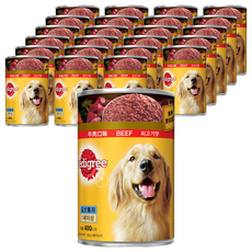 Pedigree 寶路 成犬罐頭, 牛肉口味 400公克, 含天然膳食纖維, 幫助消化, 牛肉, 400g, 24罐