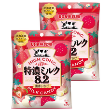 UHA 味覺糖 特濃牛奶糖，北海道鮮奶 草莓味，濃郁口感, 58g, 2包
