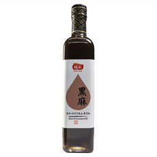龍宏 黑麻油, 500毫升, 100%芝麻油, 重焙初榨黑麻油, 無添加, 500ml, 1瓶
