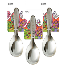 KOM 童趣兒童匙, 高級316不鏽鋼材質 圓潤邊緣設計, 水果牛, 13 x 4cm, 3支