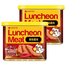 LOTTE 樂天 辣味雞肉午餐肉, 韓國原裝進口，香辣夠味，質地軟嫩，煎炒煮炸皆宜, 340g, 2罐