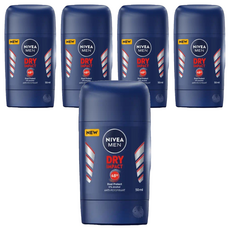 NIVEA 妮維雅 男士止汗爽身乳膏 Pro升級 乾適活力 48小時長效乾爽, 50ml, 5瓶