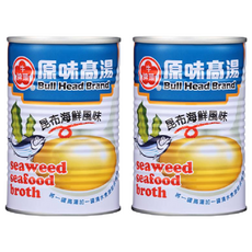 牛頭牌 原味高湯 昆布海鮮風味, 萃取昆布鮮甜滋味, 搭配柴魚精華與洋蔥香氣, 411ml, 2罐