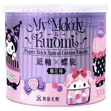 Sanrio 三麗鷗 美樂蒂&酷洛米 紫色螺旋紙軸棉花棒, 300支, 1罐