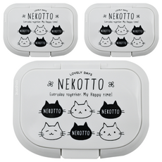 Skater 可重複使用濕紙巾蓋 WTL1AG, NEKOTTO, 3個