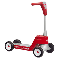 RADIO FLYER 小浣熊二合一滑步滑板車, 調整手把高度變形, 玩具儲存槽, 四輪車體增加穩定度, 59 x 33 x 46~63cm, 1個, Red