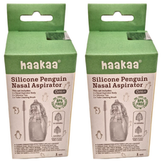 haakaa 瑞斌 Penguin 矽膠吸鼻器，帶有管道清潔刷, 2盒